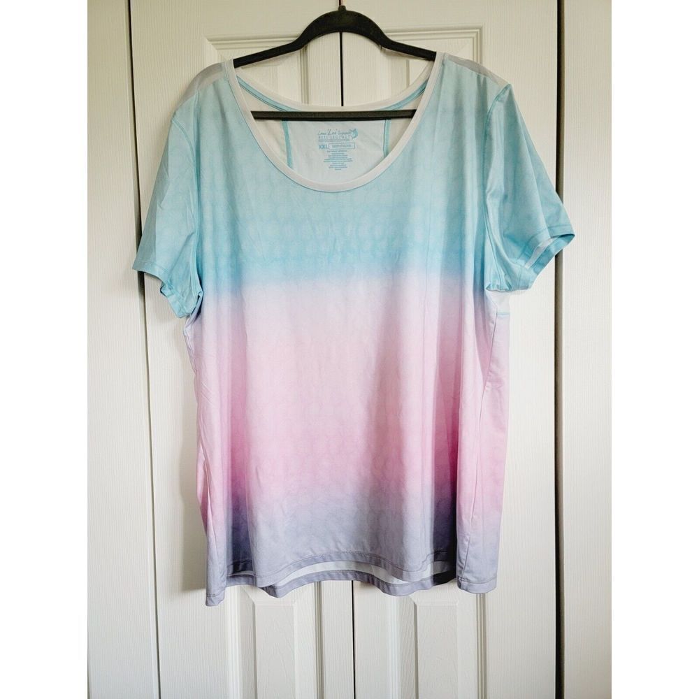 REEL LEGENDS Plus Size 2X Pullover Top Multicolor Fish Pattern Pastel‎